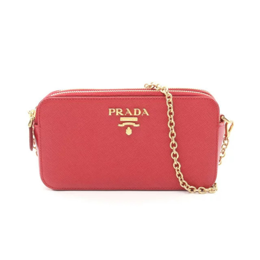 Prada SAFFIANO METAL Shoulder Bag Leather Red